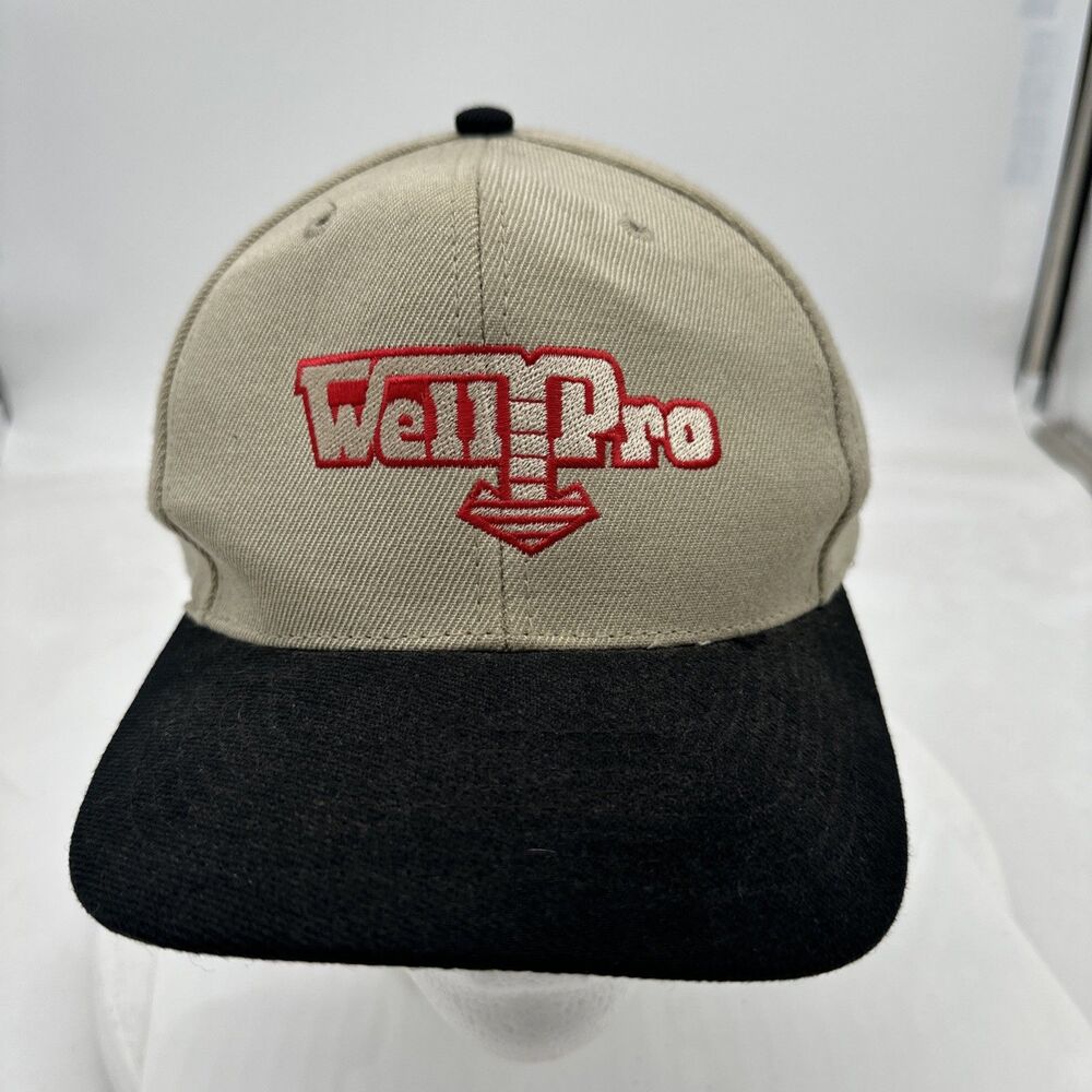 Vintage  Well Pro Oil Patch Snapback Trucker Hat Cap Tan Black